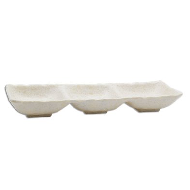 Cuenco rectangular con 3 compartimentos de Melamina 26 x 8,5 x 3,5 cm  ADRIER Terral Blanco mármol