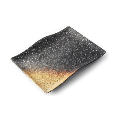 Plato rectangular mediano con borde ondeado de Melamina 27 x 19 x 3,5 cm ADRIER Terral Lava