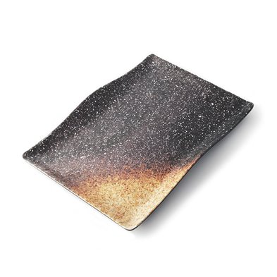 Plato rectangular grande con borde ondeado de Melamina 32 x 21 x 3,5 cm ADRIER Terral Lava