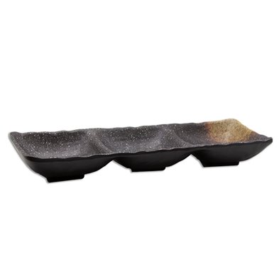 Cuenco rectangular con 3 compartimentos de Melamina 26 x 8,5 x 3,5 cm  ADRIER Terral Lava