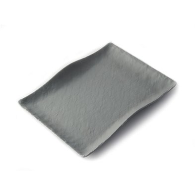 Plato rectangular mediano con borde ondeado de Melamina 27 x 19 x 3,5 cm ADRIER Terral Gris espacial