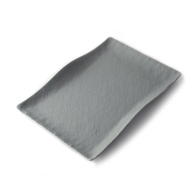 Plato rectangular grande con borde ondeado de Melamina 32 x 21 x 3,5 cm ADRIER Terral Gris espacial