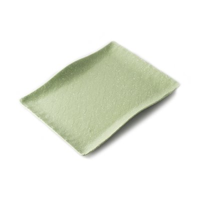 Plato rectangular mediano con borde ondeado de Melamina 27 x 19 x 3,5 cm ADRIER Terral Verde aguacate