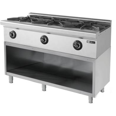 Cocina a gas con mueble 3 fuegos Gran Potencia 3x8,65 kW 1200x664x850h mm EMP6KG031RK Línea 600 Estambul