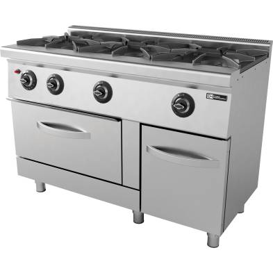 Cocina a gas con horno 3 fuegos Gran Potencia 3x8,65 kW 1200x664x850h mm EMP6KG031 Línea 600 Estambul