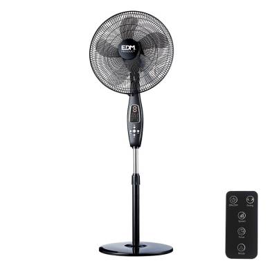 Ventoinha de pé, cor preto, com comando. potência: 60w, 62,9 db, pás: ø40 cm altura ajustável 110-130 cm