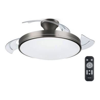 Ventilador de techo de led modelo atlas. color nikel. potencia: 28 + 35 w aspas: ø 106 cm con mando a distancia