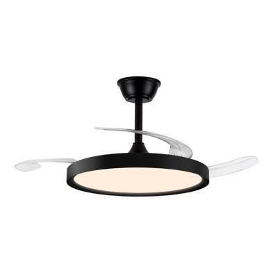 Ventoinha de teto led 3cct com pás retráteis, polaris, 43 w, 4430 lm, preto, lâminas ø106 cm, tecto ø48,5 cm, altura 32 - 42 ...