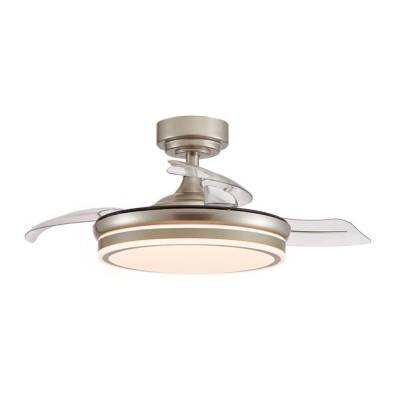 Ventoinha de teto led 3 páss retráteis moss mini 46 w 5520 lm níquel, pás ø92 cm, aplique ø39 cm, altura 32 - 42 cm