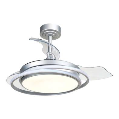 Ventilador de techo led 3cct aspas retráctiles antila mini 40 w 4000 lm plata, aspas ø92 cm, plafón ø40 cm, altura 38 - 48 c ...
