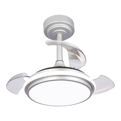Ventoinha de teto, led 3cct, pás retráteis, antila mini xs, 35 w, 3000 lm, prateado, pás ø55 cm, aplique ø32 cm, altura 38 - ...