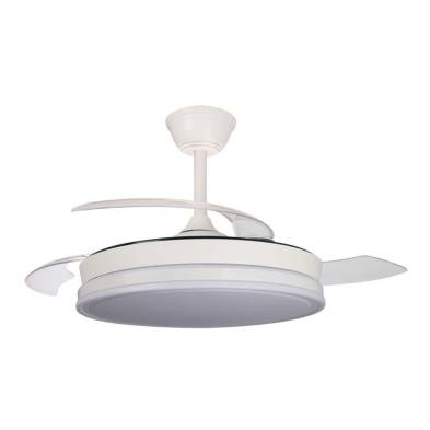 Ventoinha de teto led 3 pás retráteis supereco 45 w 4400 lm branco, pás ø106 cm, aplique ø48,5 cm, altura 32 - 42 cm