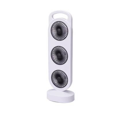 Ventilador de sobremesa recargable blanco y negro, 3 velocidades, 36,5 x 12 x 8,3 cm