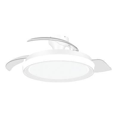 Ventilador de teto com pás retráteis, led 3 cct, motor dc 28 w + led 35 w, modelo bliss, branco / estrelado, ø106 cm