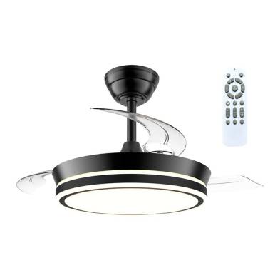 Ventilador de techo led cct, 3 aspas retráctiles 39 w, 4290 lm, negro, aspas ø90 cm, plafón ø41 cm, altura 28 - 38 cm
