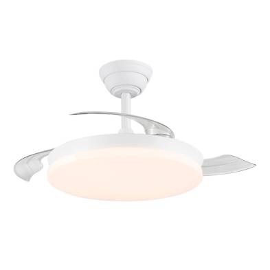 Ventilador de teto, led 3 cct, pás retráteis 48 w, 5280 lm, branco, ø106 cm, luminária de teto ø48 cm, altura 28-38 cm