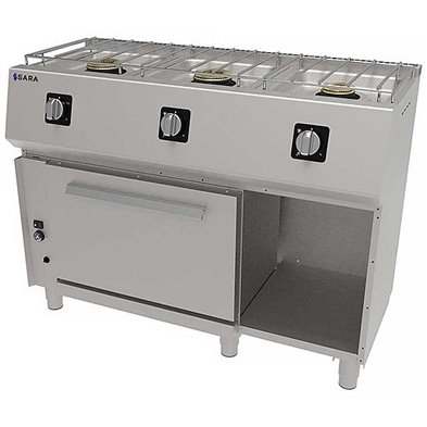 Cocina Profesional a Gas con Horno de 3 Fuegos, 27,30 kW, 1.200 x 550 x 900 mm REPAGAS SARA CGS-531