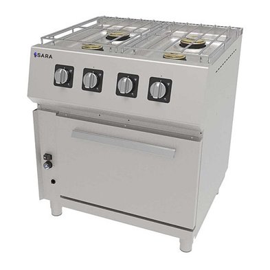 Cocina Profesional a Gas con Horno de 4 Fuegos, 36,70 kW, 800 x 750 x 900 mm REPAGAS SARA CGS-741