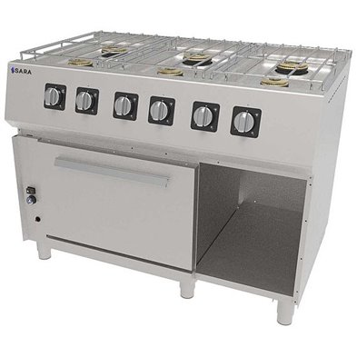 Cocina Profesional a Gas con Horno de 6 Fuegos, 51,30 kW, 1.200 x 750 x 900 mm REPAGAS SARA CGS-761