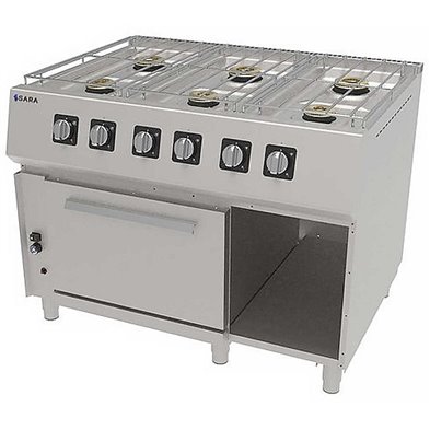 Cocina Profesional a Gas con Horno de 6 Fuegos, 51,80 kW, 1.200 x 900 x 900 mm REPAGAS SARA CGS-961