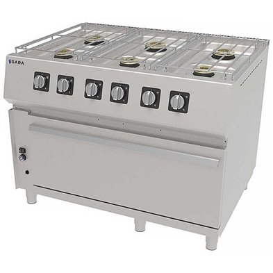 Cocina Profesional a Gas con Horno de Gran Capacidad de 6 Fuegos, 57,80 kW, 1.200 x 900 x 900 mm REPAGAS SARA CGS-961H