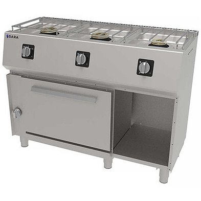 Cocina Profesional a Gas con Horno y Gratinador de 3 Fuegos, 31,30 kW, 1.200 x 550 x 900 mm REPAGAS SARA CGS-531/G
