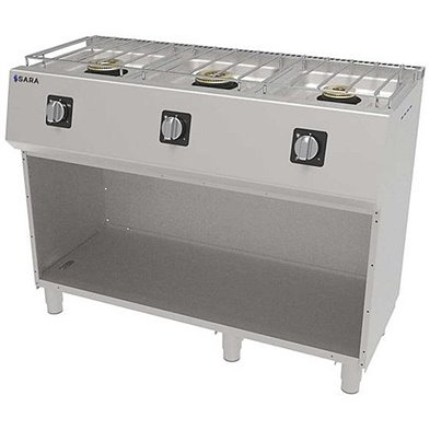 Cocina Profesional a Gas de 3 Fuegos, 22,30 kW, 1.200 x 550 x 900 mm REPAGAS SARA CGS-530