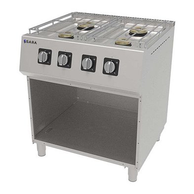 Cocina Profesional a Gas de 4 Fuegos, 29,20 kW, 800 x 750 x 900 mm REPAGAS SARA CGS-740
