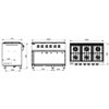 Cocina Profesional a Gas de 6 Fuegos, 43,80 kW, 1.200 x 750 x 900 mm REPAGAS SARA CGS-760