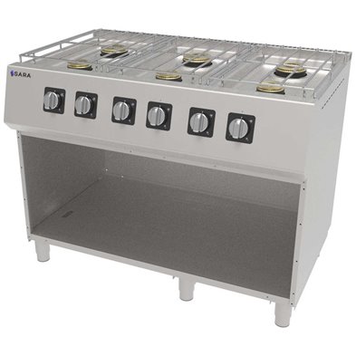 Cocina Profesional a Gas de 6 Fuegos, 43,80 kW, 1.200 x 750 x 900 mm REPAGAS SARA CGS-760