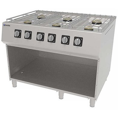 Cocina Profesional a Gas de 6 Fuegos, 43,80 kW, 1.200 x 900 x 900 mm REPAGAS SARA CGS-960