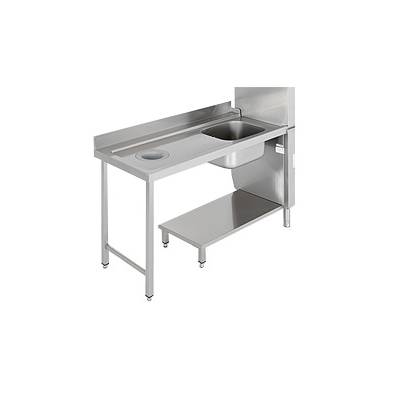 Mesa para lavavajillas de capota con fregadero y orificio de desbarasado EDENOX MPCO-157-I S1