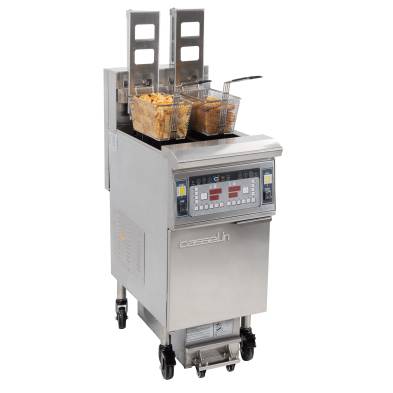 Fritadeira elétrica profissional com filtragem automática e elevação de 2 depósitos de 12 + 12 litros e 17 kW CASSELIN CFPRAF212