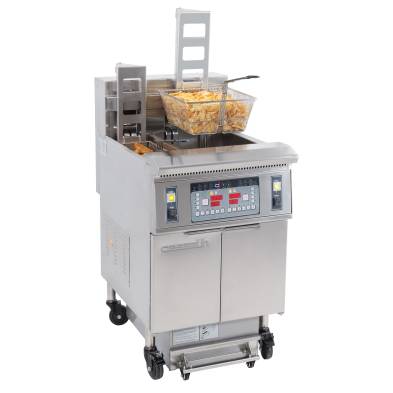 Fritadeira elétrica profissional com filtragem automática e elevação de 2 depósitos de 12 + 22 litros e 25,5 kW CASSELIN CFPRAF1
