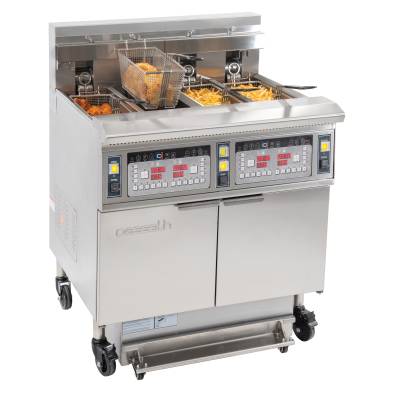 Fritadeira elétrica profissional com filtração 4 depósitos 12 + 12 + 12 + 12 litros 34 kW CASSELIN CFPF124