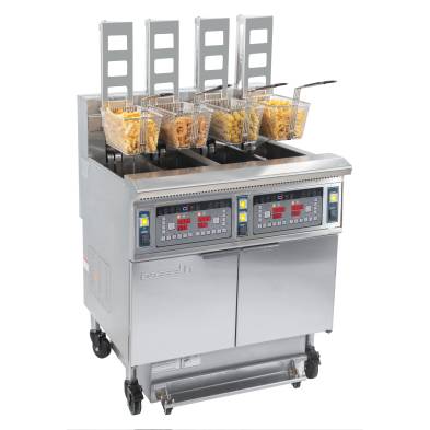 Freidora profesional eléctrica con filtración y elevación automática 4 cubas 12 + 12 + 12 + 12 litros 34 kW CASSELIN CFPRAF124