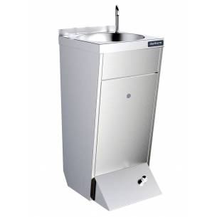 Lavamanos con pedestal un pulsador agua fría y caliente caño giratorío