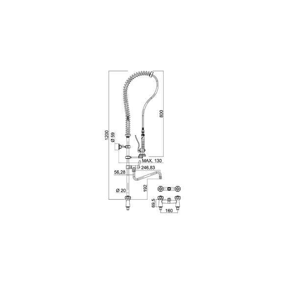 Grifo ducha profesional hostelería con codo gerontológico y grifo-Z001R0020216