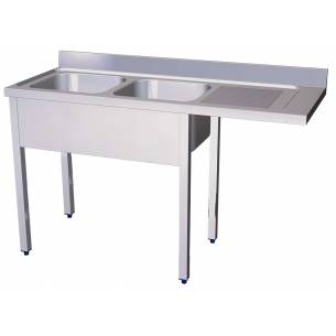 Fregadero lavavasos/lavaplatos con 2 cubas y escurridor 1800x600 mm-Z001FBL6002C