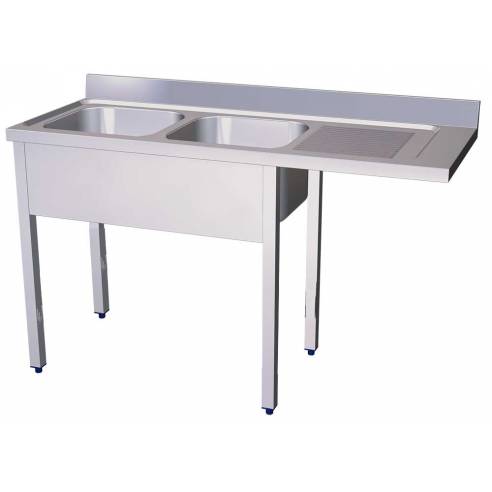 Fricosmos- Fregadero lavavasos/lavaplatos con 2 cubas y escurridor 1800x600 mm