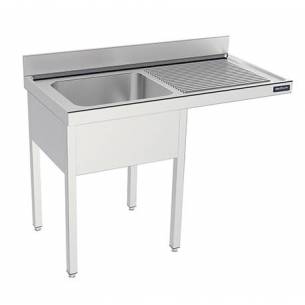 Fregadero industrial con bastidor para lavavajillas 1 cubeta y 1 escurridor Fondo 550