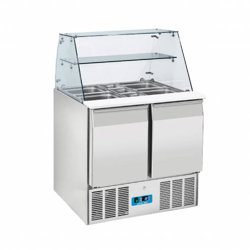 EUROFRED- Bajomostrador refrigerado preparación de ensaladas de 2 puertas CRQ 90A