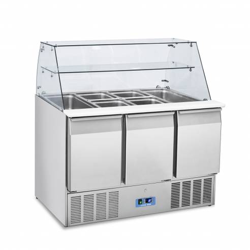 EUROFRED- Bajomostrador refrigerado preparación de ensaladas de 3 puertas CRQ 93A