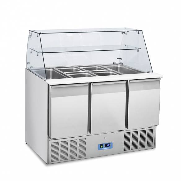 EUROFRED- Bajomostrador refrigerado preparación de ensaladas de 3 puertas CRQ 93A