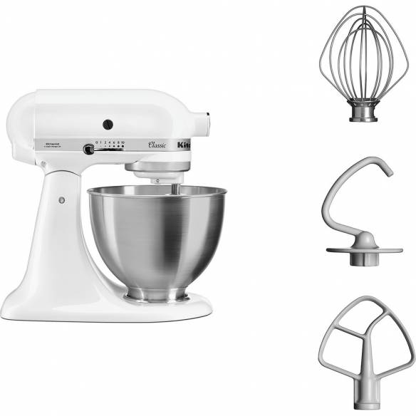 Robot Amasadora Kitchenaid Classic 4,28L Blanco 5K45SSEWH-Z0945K45SSEWH