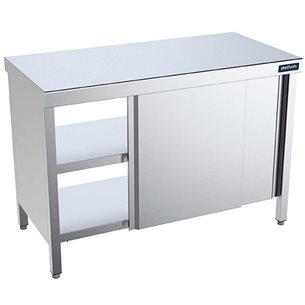 Distform- Mesa de Acero inoxidable Con Puertas Correderas Pasantes Fondo 600 (Varias medidas)