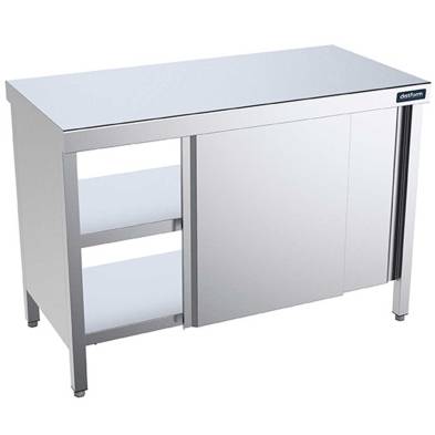 Distform- Mesa de Acero inoxidable con Puertas Correderas Pasantes Fondo 800 (Varias medidas)