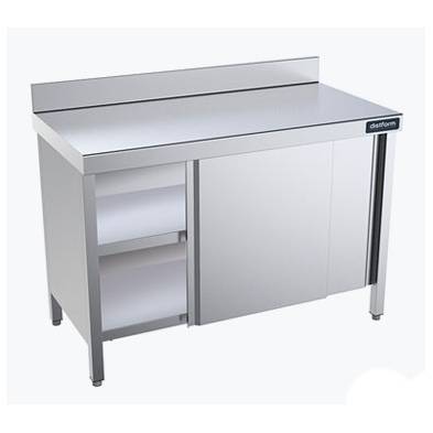 Mesa de trabajo Mural o Central acero inoxidable con Puertas Correderas Fondo 700-Z001FCP70