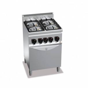 Cocina BERTOS de gas de 4 fuegos + Horno eléctrico GN 1/1