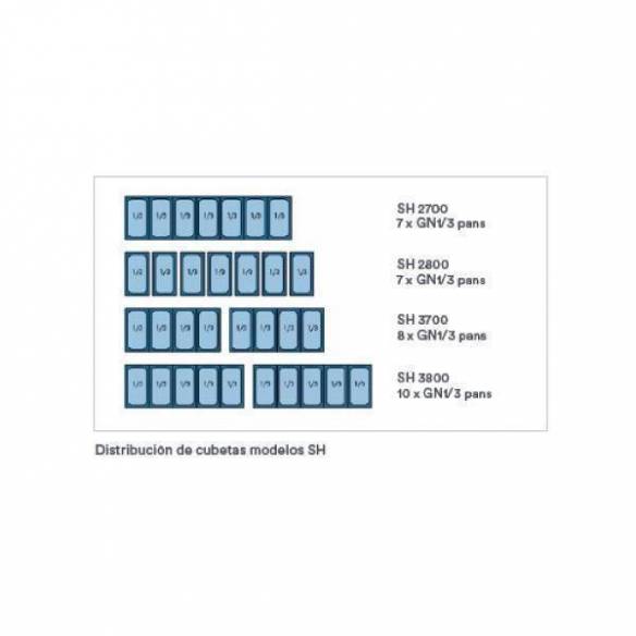 EUROFRED- Mesa fría para ensaladas con bandejas GN 1/3 SH 3800 - 3 puertas